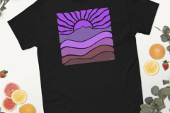 Groovy-Retro-Mt-Tamalpais-Sun-Landscape-Design-Unisex-100-cotton-classic-tee-short-sleeve-T-shirt-Mhana-from-Heaven©-Pink