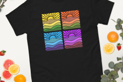 unisex-classic-tee-black-front-Mt-Tamalpais-Groovy-Retro-Sunrise-Landscape-Design-X4