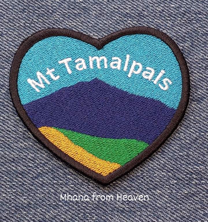Mt Tamalpais Embroidered Iron-on / Sew-On Patches (5 Shape Options) - Made in USA - Heart