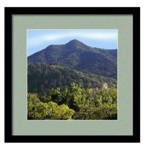 Framed Wall Art Mt Tamalpais with green mat and black frame Square shape