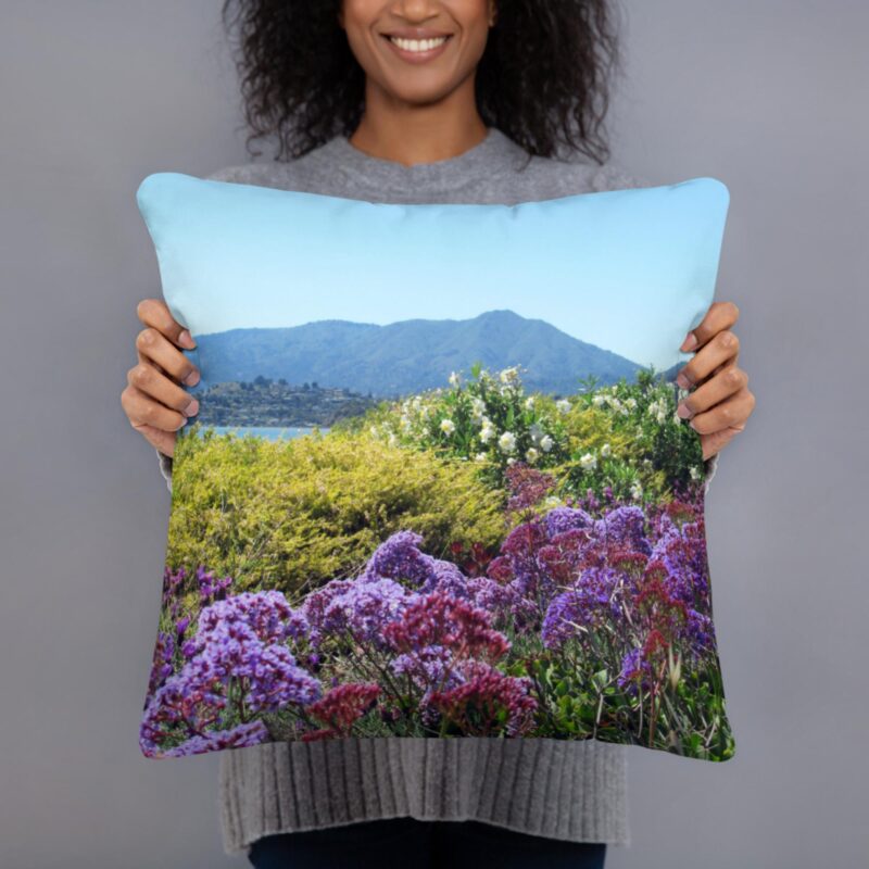 Mt Tamalpais Purple Flowers Basic Pillow