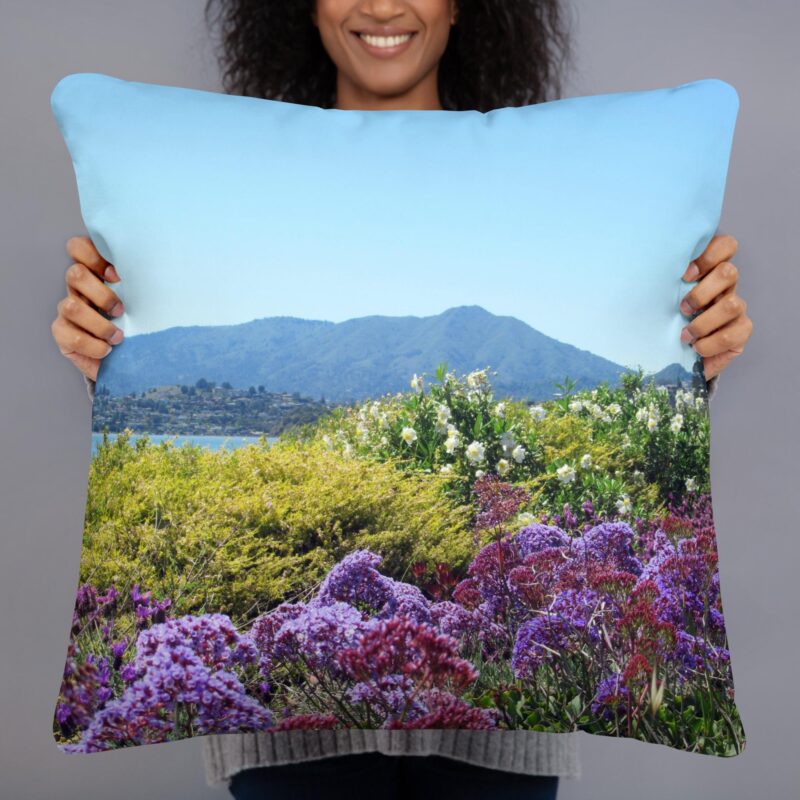 Mt Tamalpais Purple Flowers Basic Pillow - 22×22