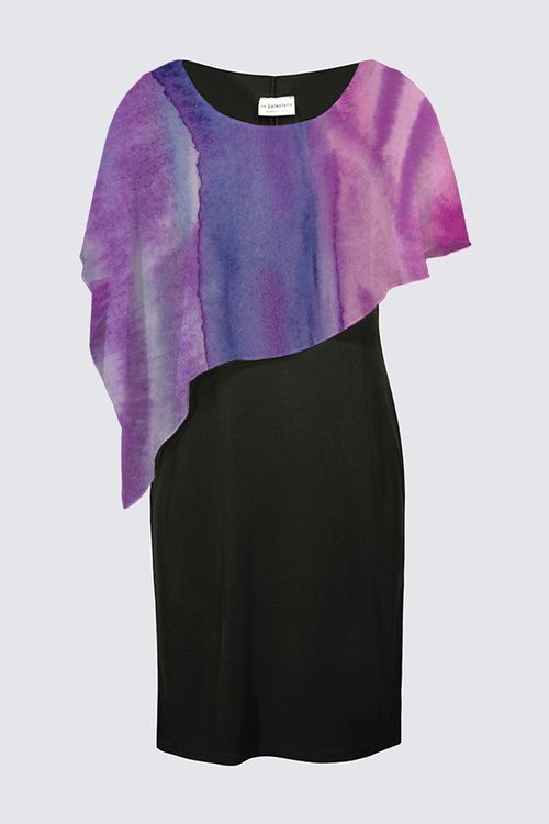 Joni Cape Dress Watercolor Painting Purples by Mhana from Heaven Front