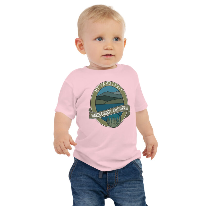 Baby Short Sleeve T-shirt Mt Tamalpais Marin County California Oval Collector's Design - Pink, 12-18m