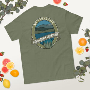 mens-classic-tee-military-green-back-Oval Mt Tamalpais Marin County California Souvenir Design