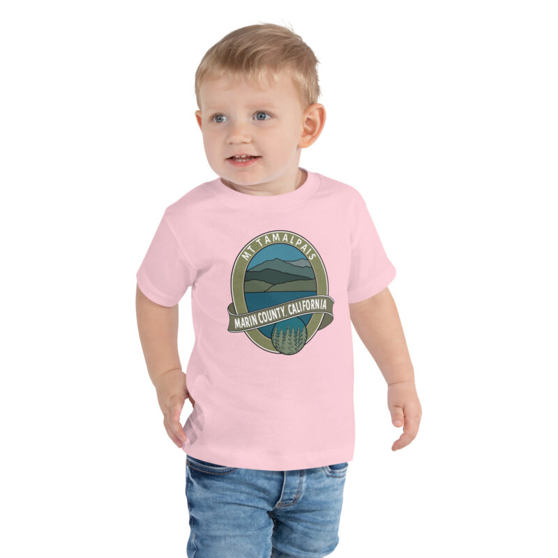 Toddler Short Sleeve T-shirt Mt Tamalpais Marin County California Oval Collector's Design - Pink, 3T