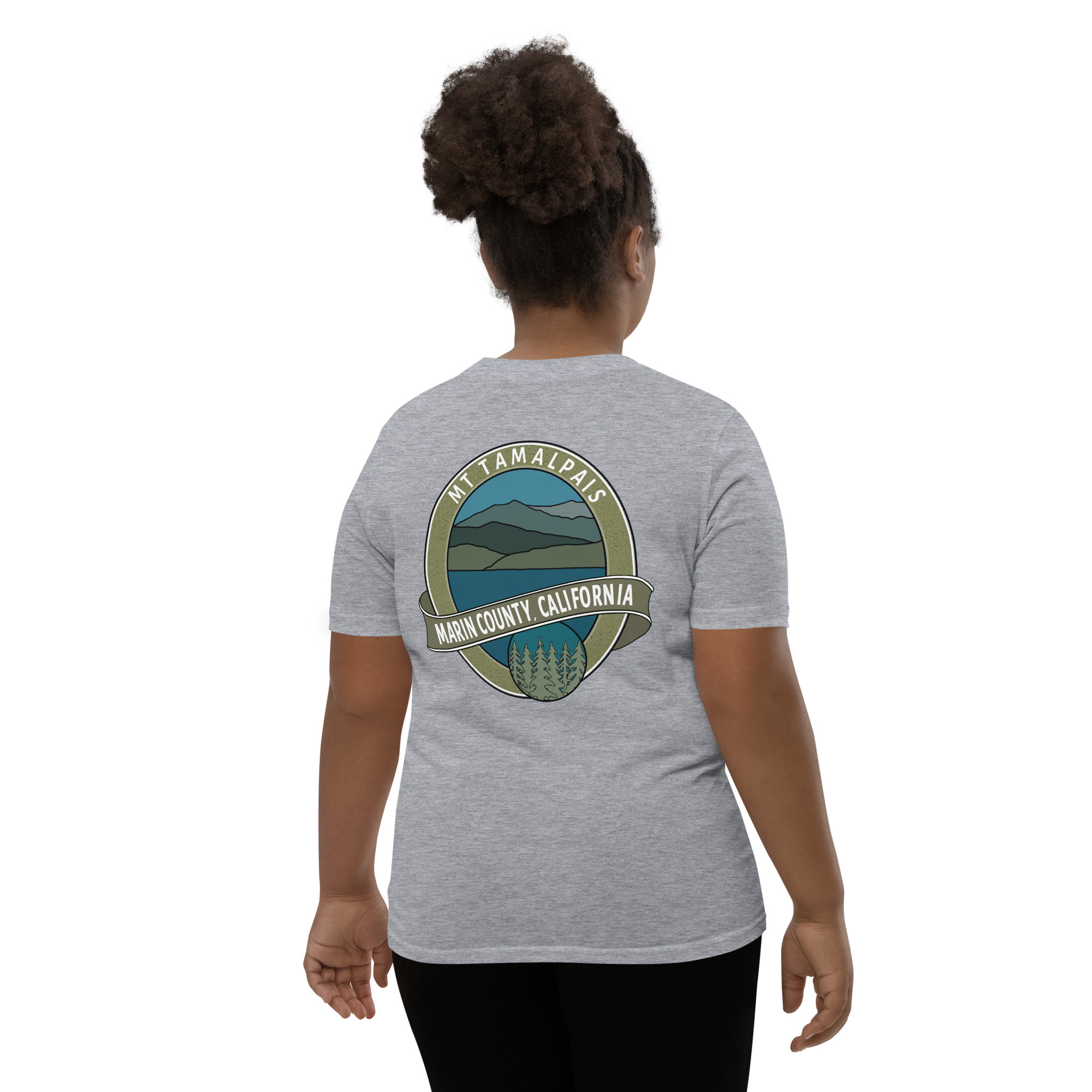 Youth Short Sleeve T-shirt Mt Tamalpais Marin County California Oval Collector's Design - Image 12