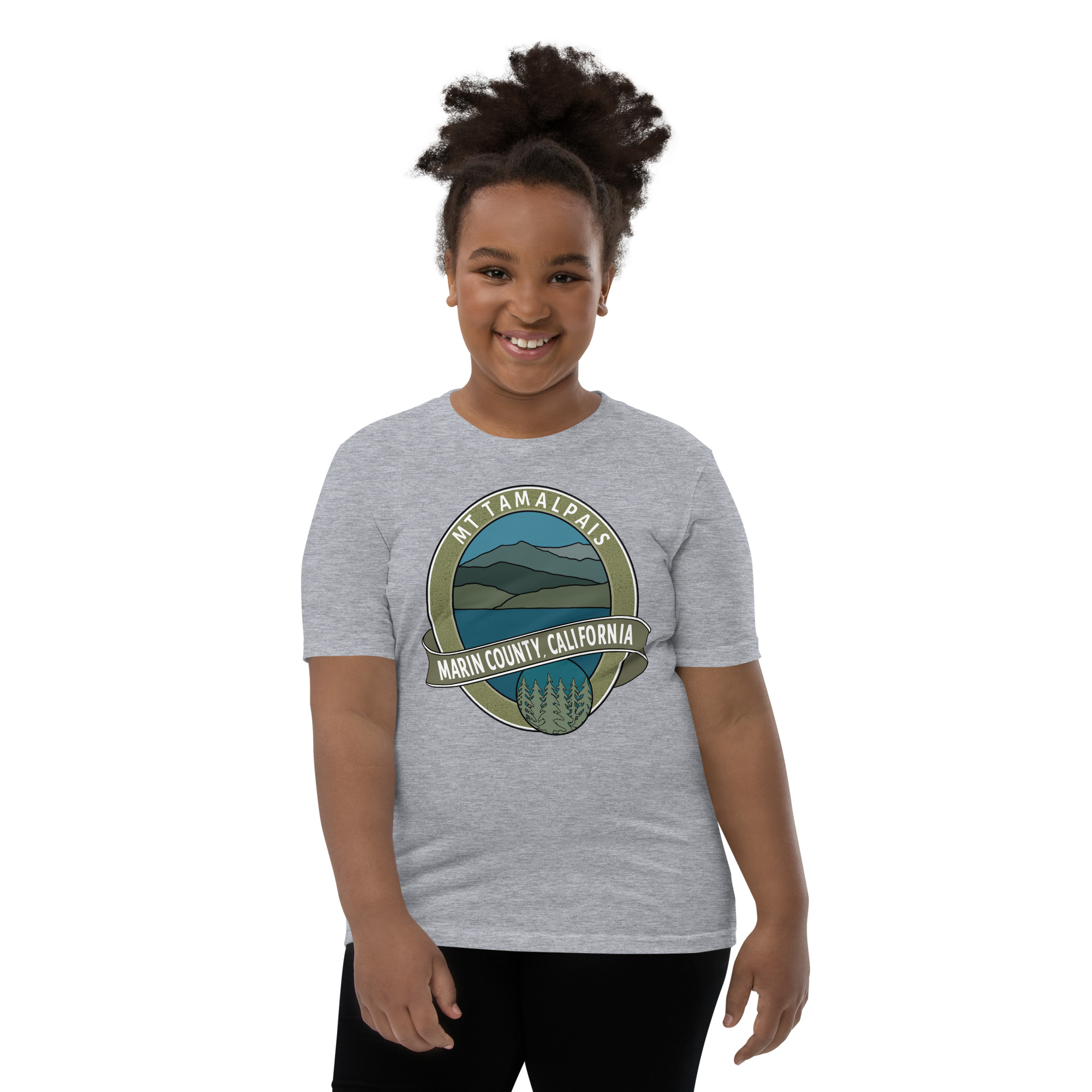 Youth Short Sleeve T-shirt Mt Tamalpais Marin County California Oval Collector's Design - Image 11
