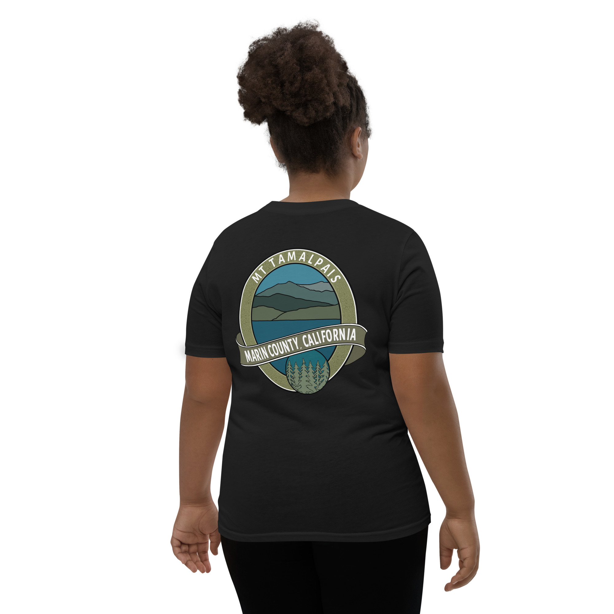 Youth Short Sleeve T-shirt Mt Tamalpais Marin County California Oval Collector's Design - Image 2