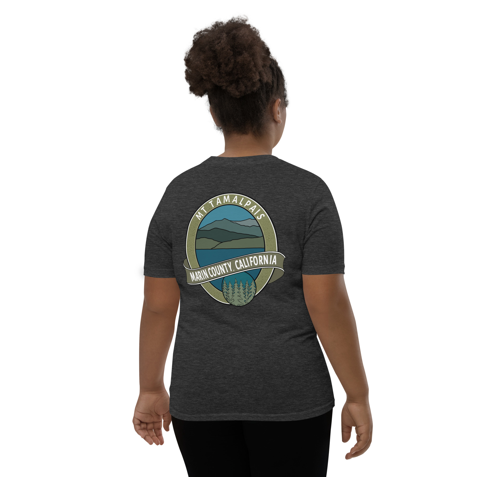 Youth Short Sleeve T-shirt Mt Tamalpais Marin County California Oval Collector's Design - Image 6