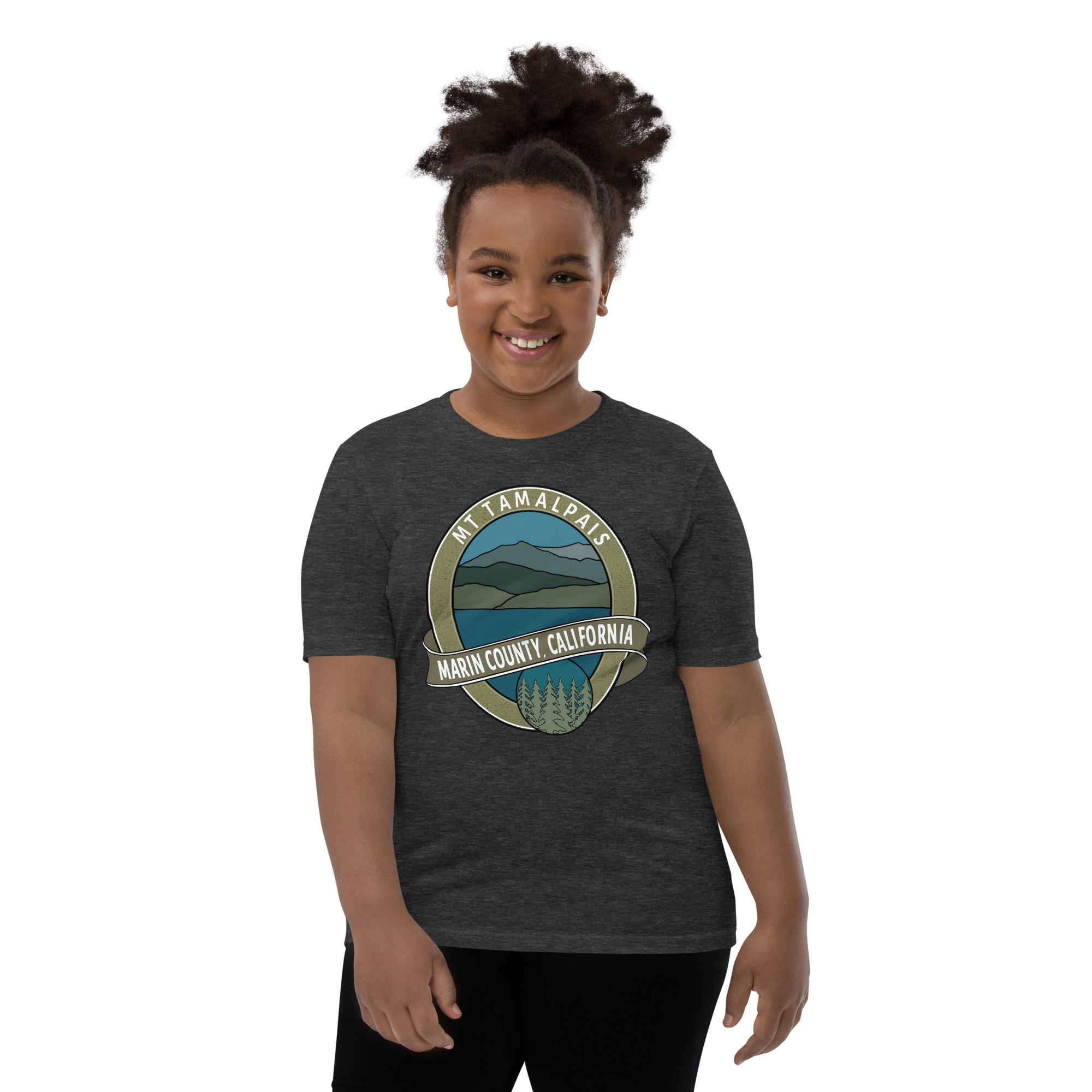 Youth Short Sleeve T-shirt Mt Tamalpais Marin County California Oval Collector's Design - Image 5