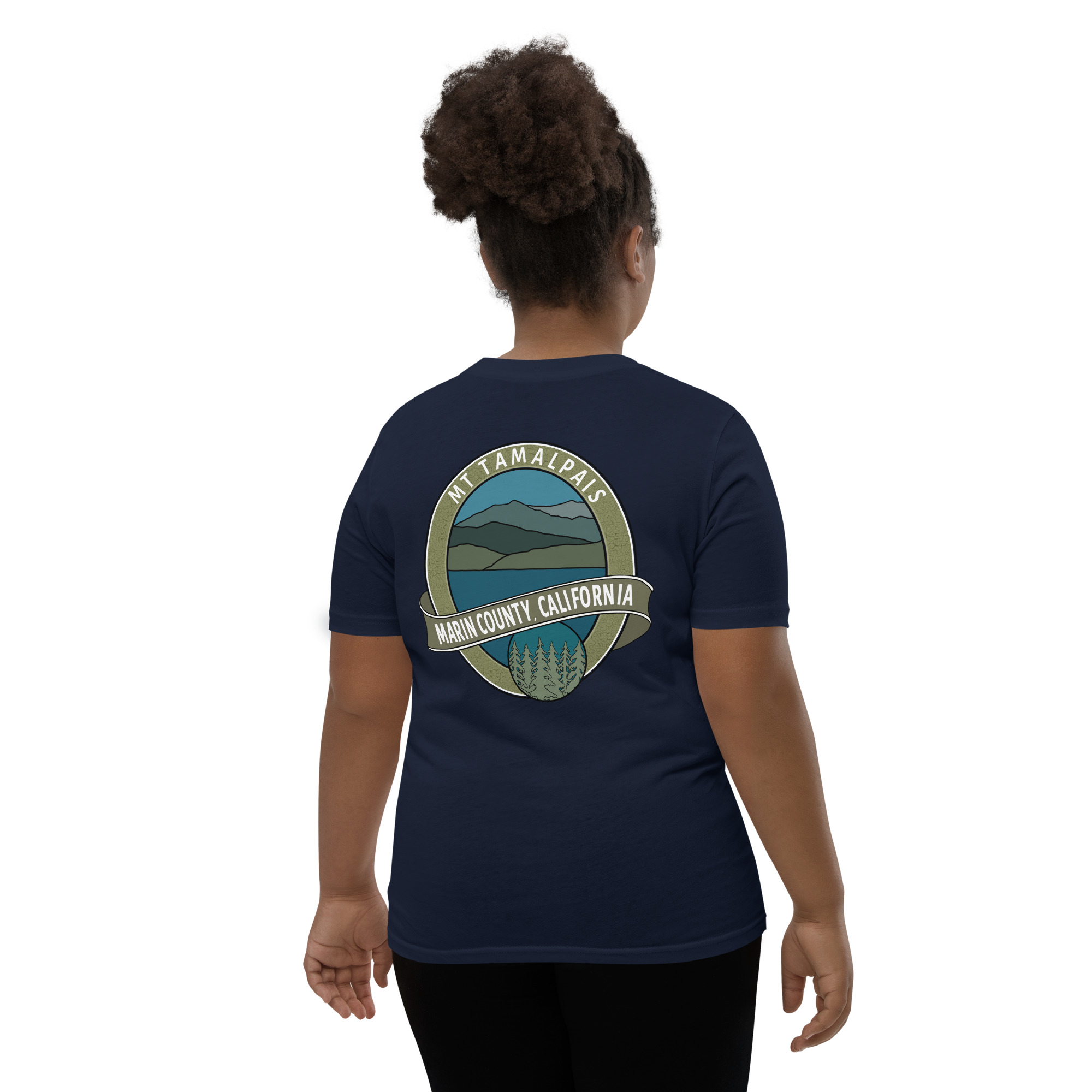Youth Short Sleeve T-shirt Mt Tamalpais Marin County California Oval Collector's Design - Image 4
