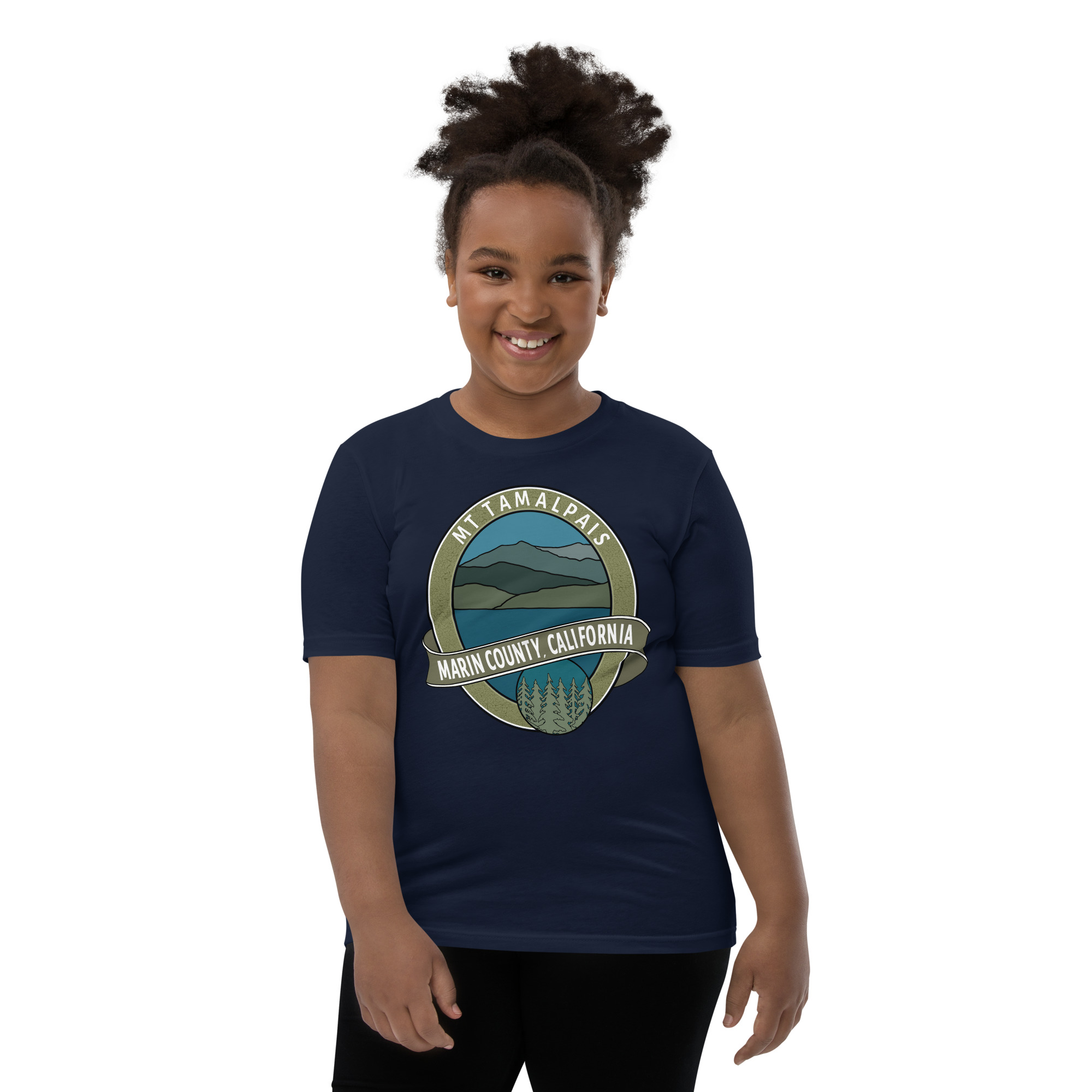 Youth Short Sleeve T-shirt Mt Tamalpais Marin County California Oval Collector's Design - Image 3