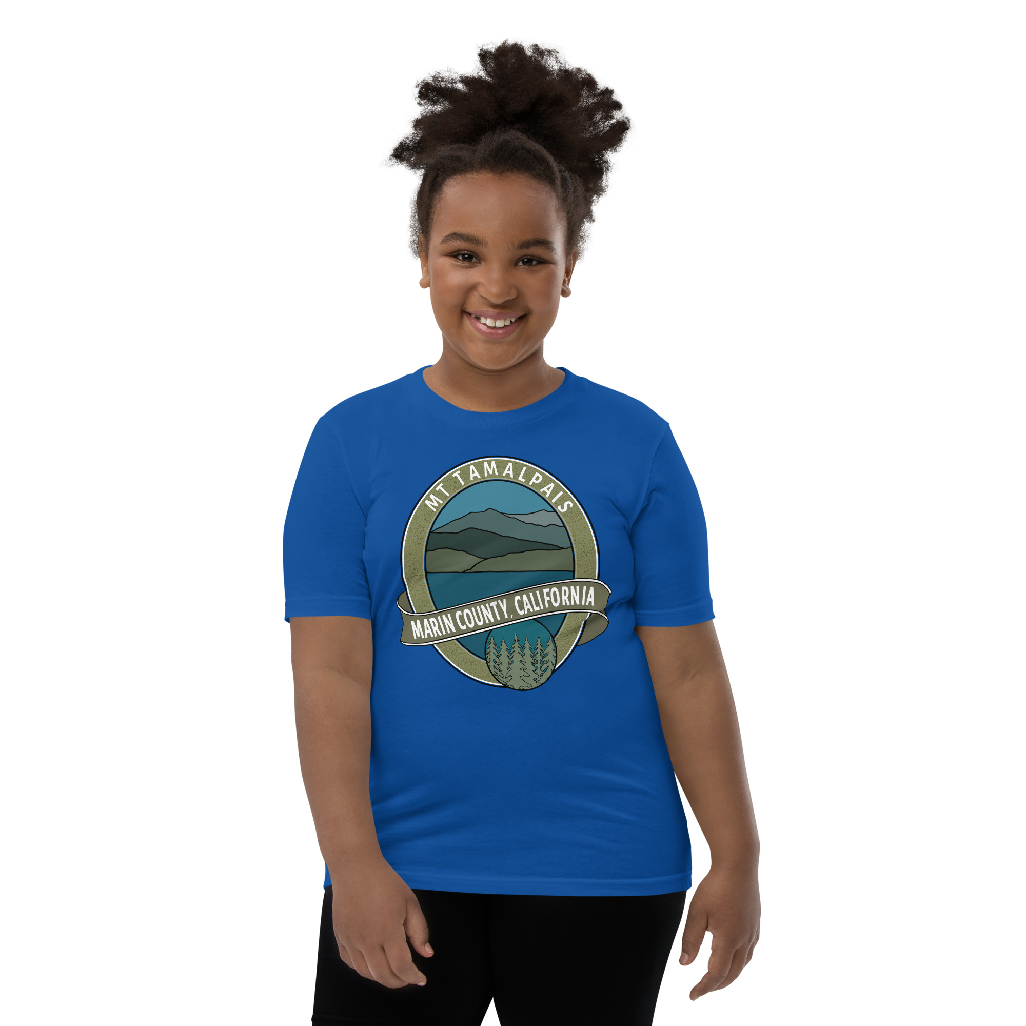 Youth Short Sleeve T-shirt Mt Tamalpais Marin County California Oval Collector's Design - Image 7