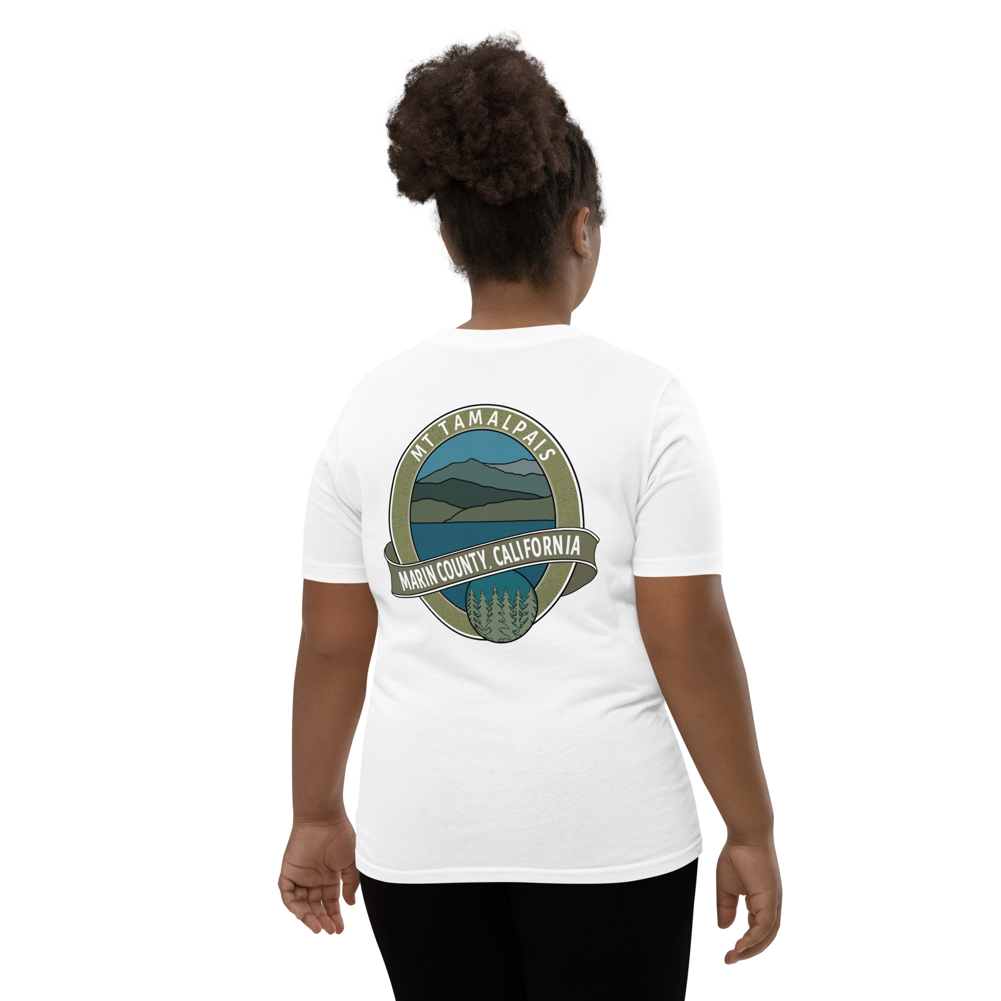 Youth Short Sleeve T-shirt Mt Tamalpais Marin County California Oval Collector's Design - Image 14