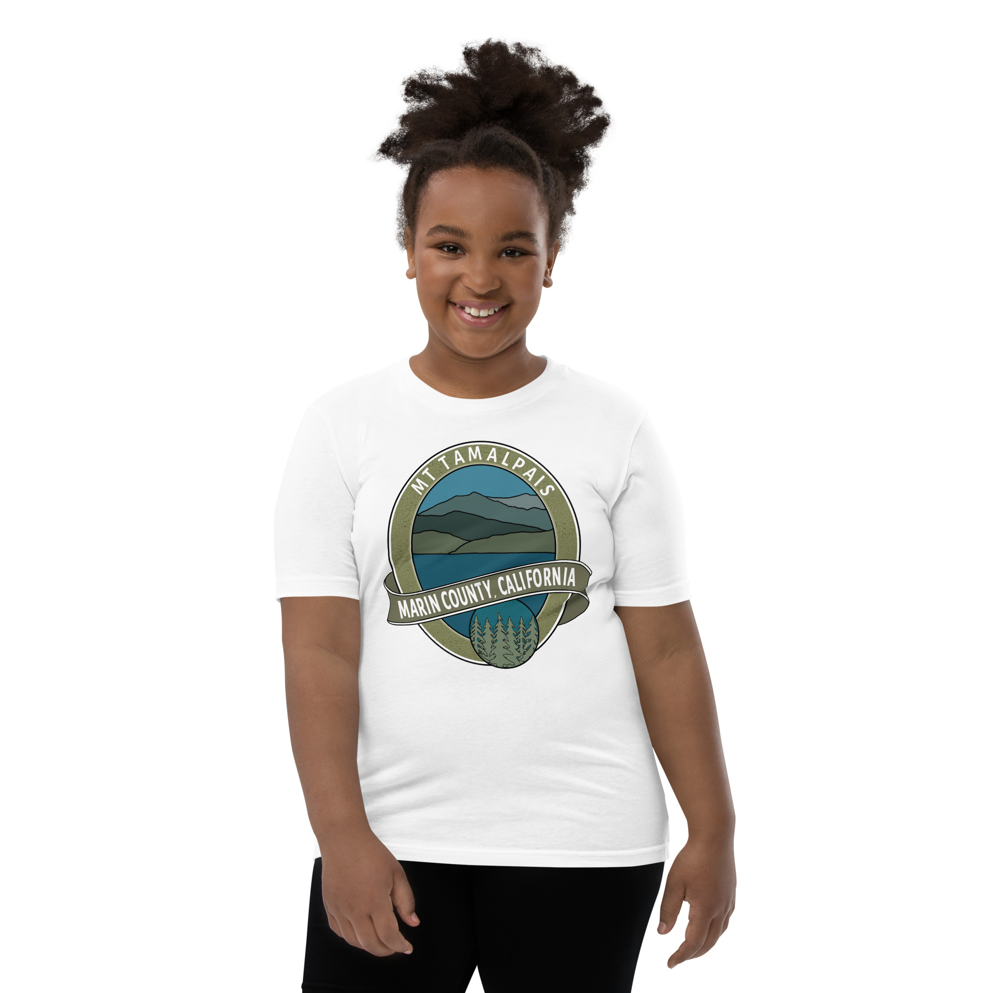 Youth Short Sleeve T-shirt Mt Tamalpais Marin County California Oval Collector's Design - Image 13
