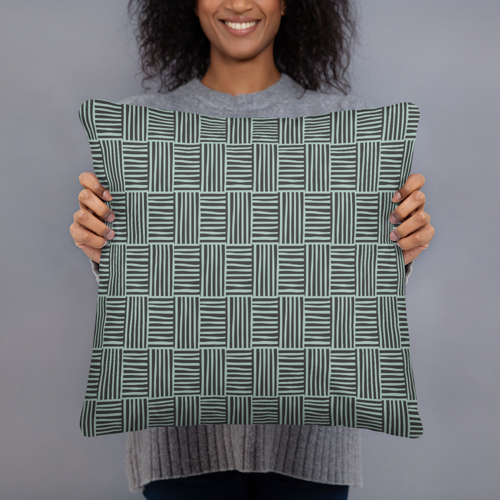 Basic Throw Pillow Geometric Edgewater Green Design - Image 3