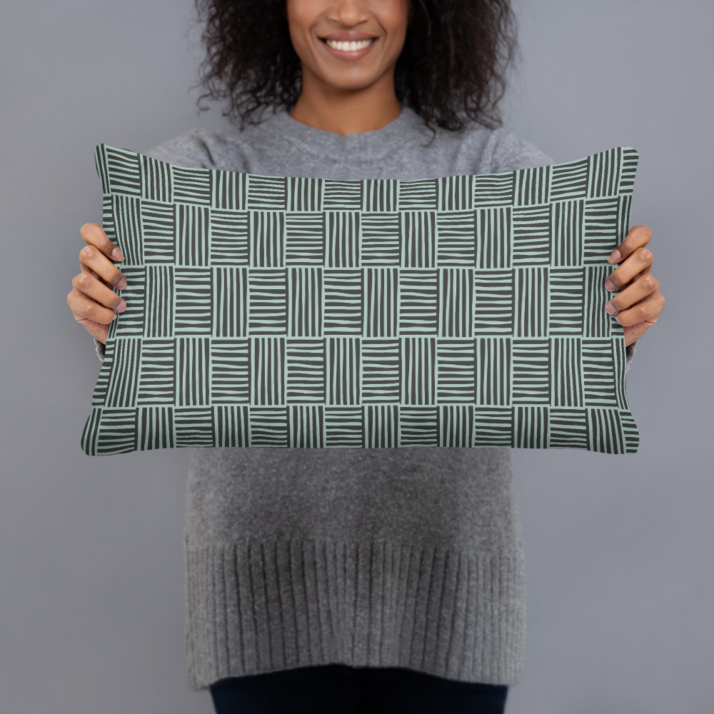 Basic Throw Pillow Geometric Edgewater Green Design - Image 5