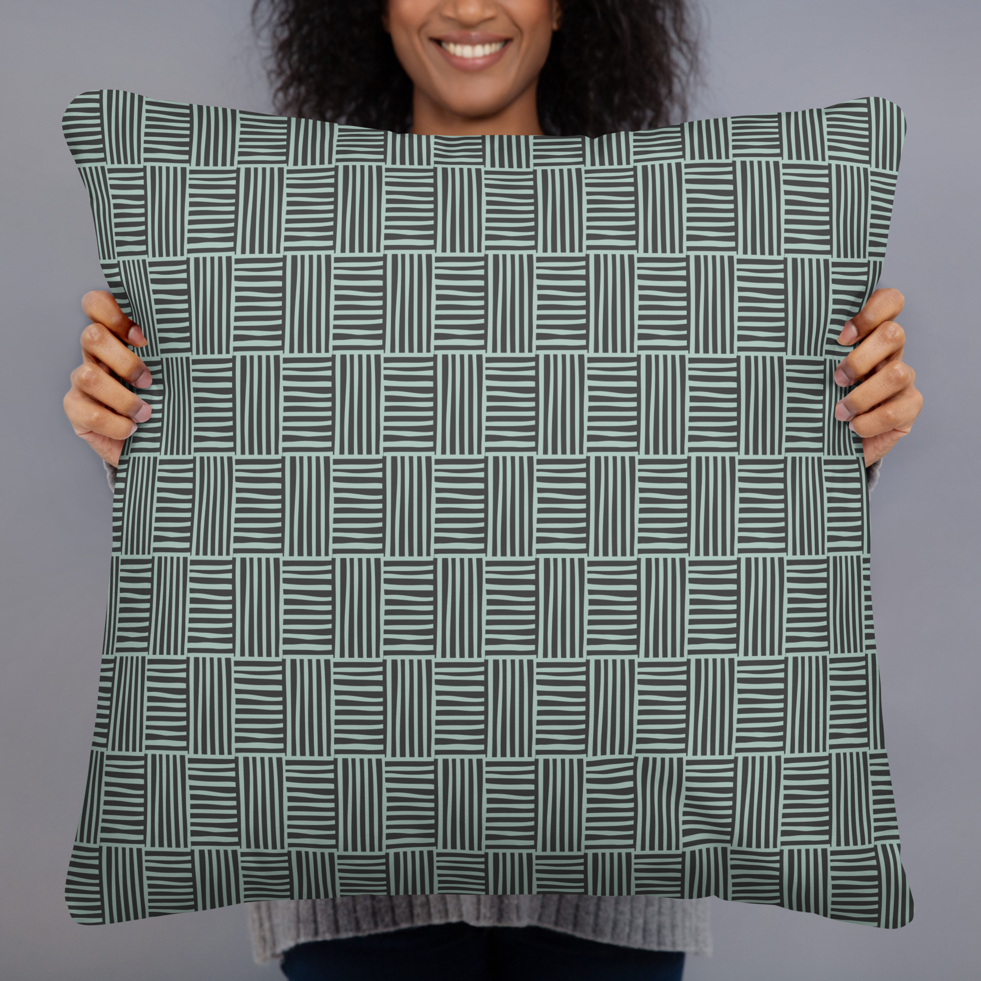 Basic Throw Pillow Geometric Edgewater Green Design - Image 6