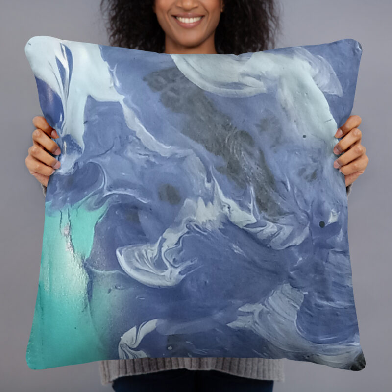 Basic Pillow Swirls of Purple Aqua Gray White Black Paint