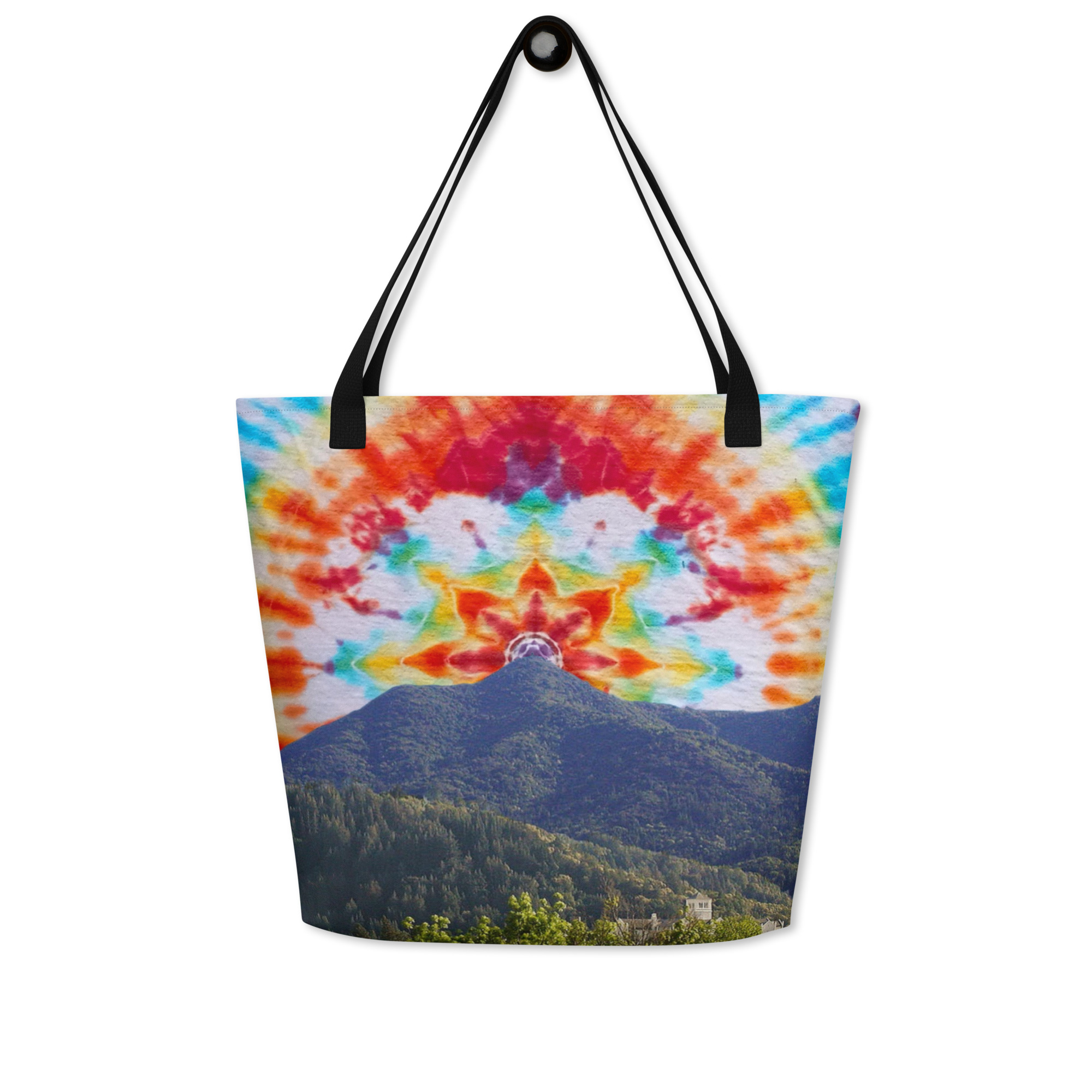 All-Over Print Large Tote Bag Tie Dye Mt Tamalpais Sky - Image 2