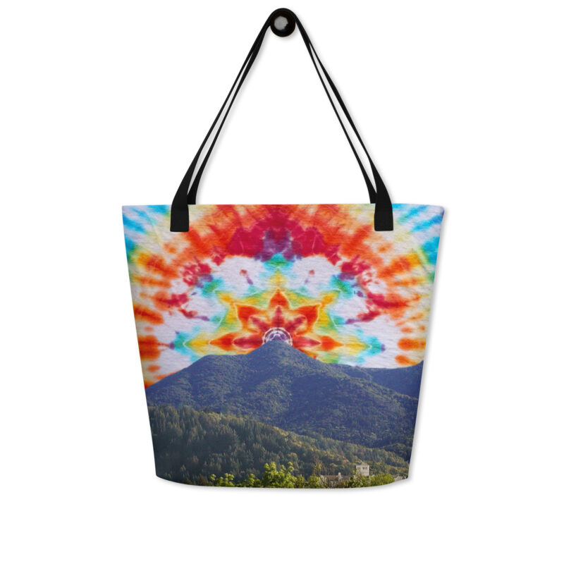 All-Over Print Large Tote Bag Tie Dye Mt Tamalpais Sky
