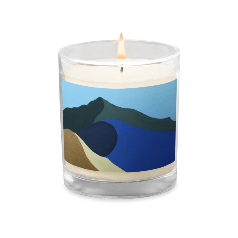 Glass jar soy wax candle Colors of Mt Tamalpais Painting