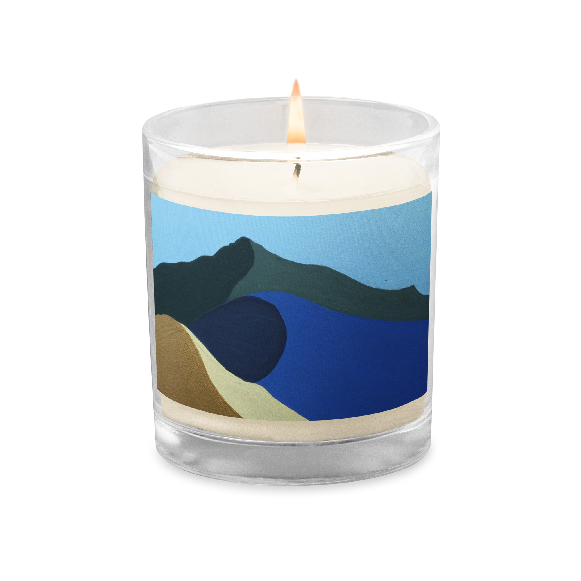 Glass jar soy wax candle Colors of Mt Tamalpais Painting
