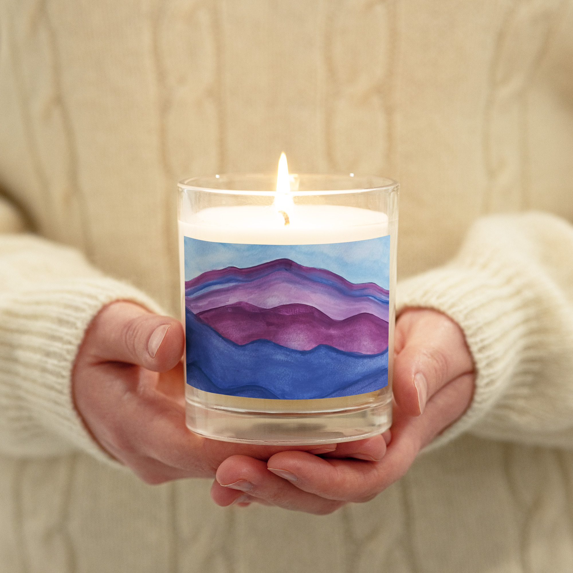 Glass jar soy wax candle Purple Mountains Majesty Mt Tamalpais
