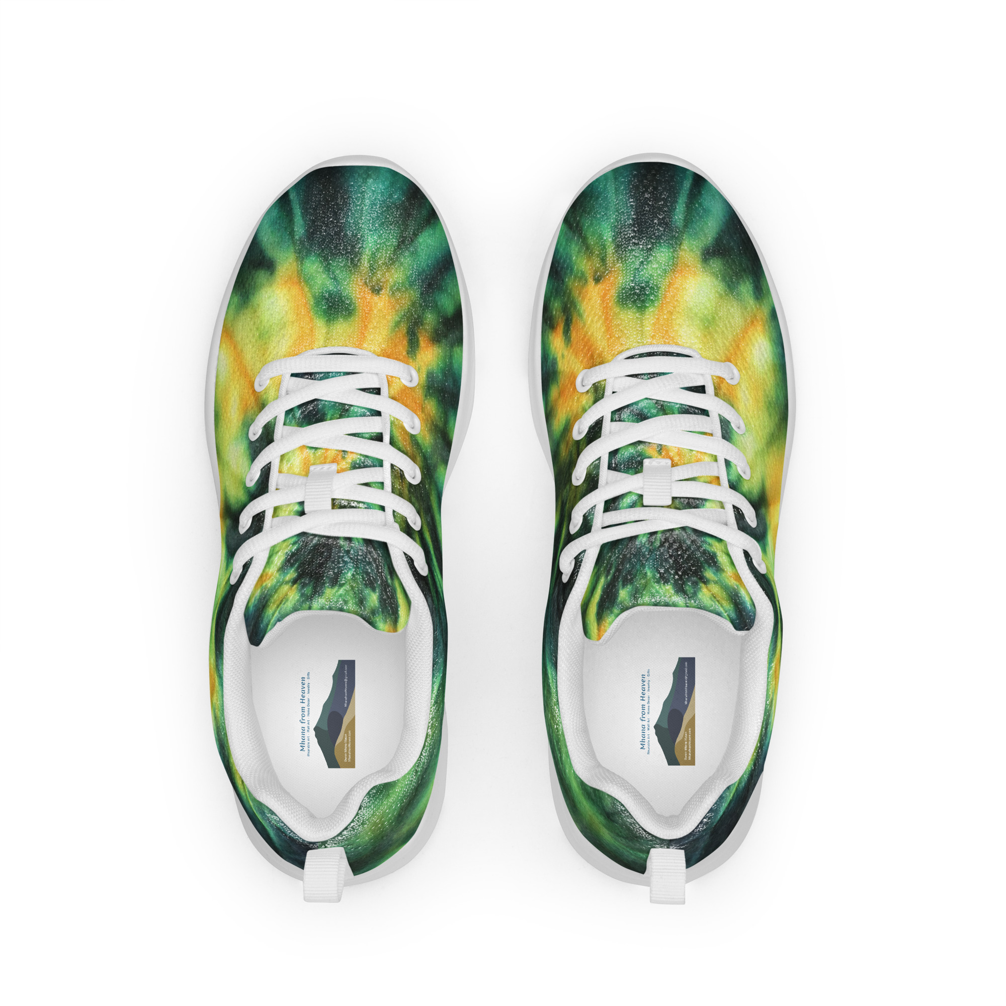 Men’s athletic shoes Tie Dye Green & Yellow Design