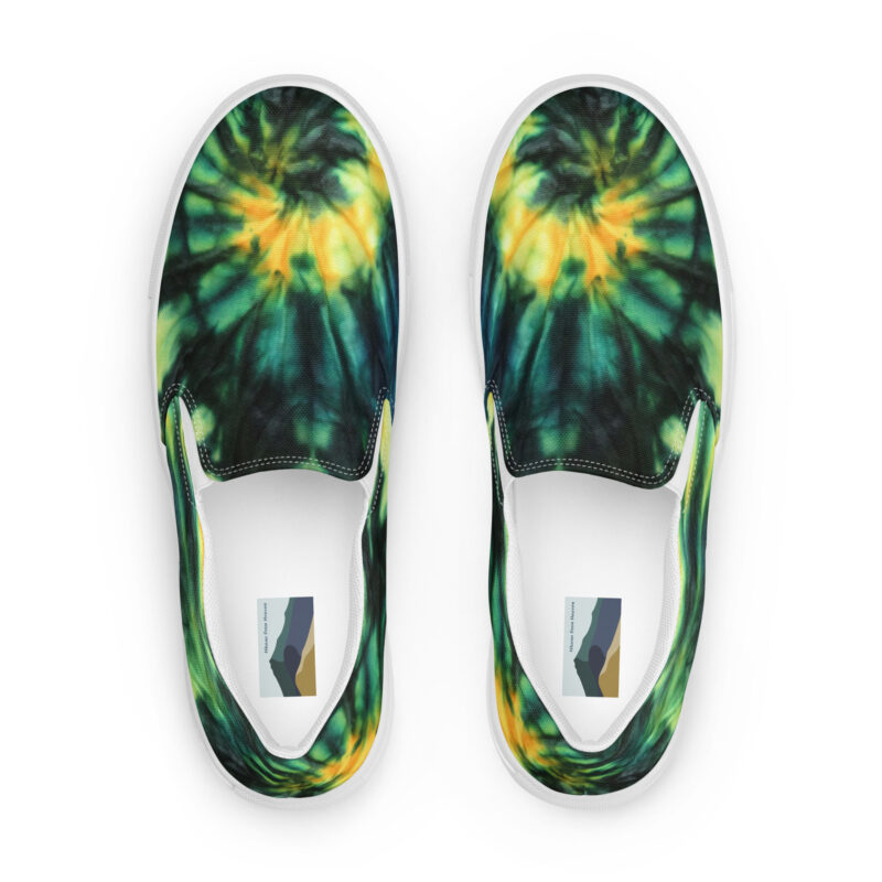 Men’s slip-on canvas shoes Tie Dye Green & Yellow Design