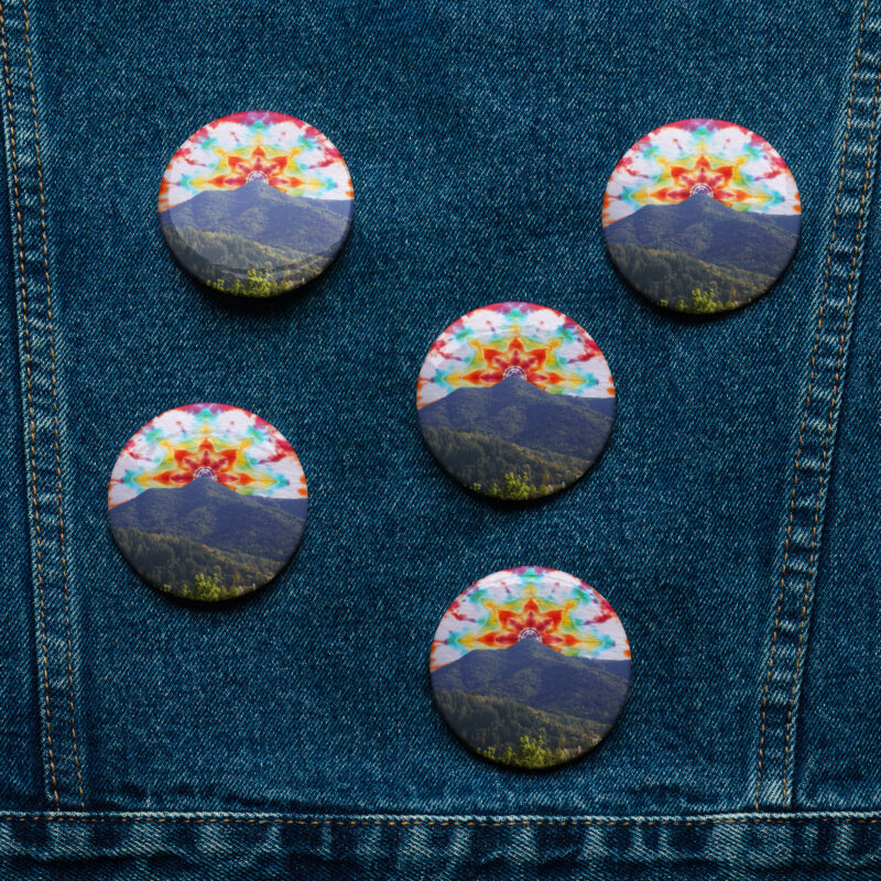 Set of pin buttons Tie Dye Mt Tamalpais Sky Design