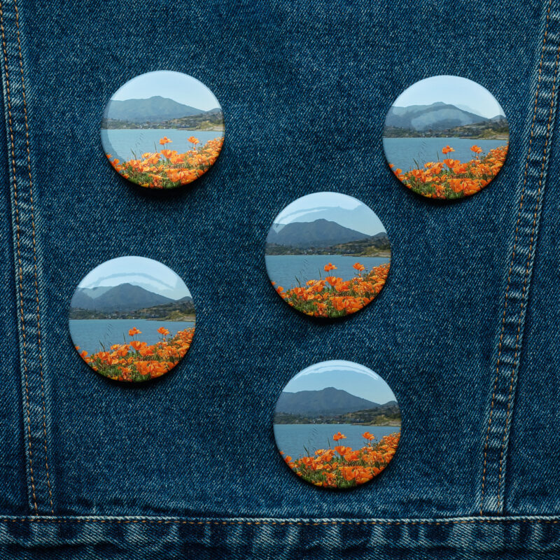 Set of pin buttons Mt Tamalpais California Poppies