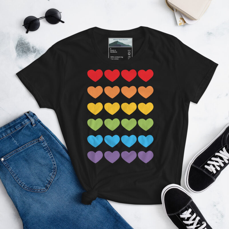 Women's short sleeve t-shirt Rainbow Hearts