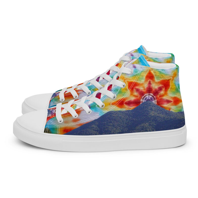 Women’s high top canvas shoes Tie Dye Mt Tamalpais Sky Design