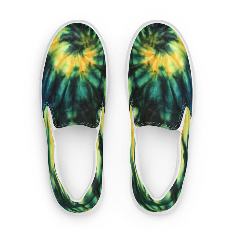 Women’s slip-on canvas shoes Tie Dye Green & Yellow Design