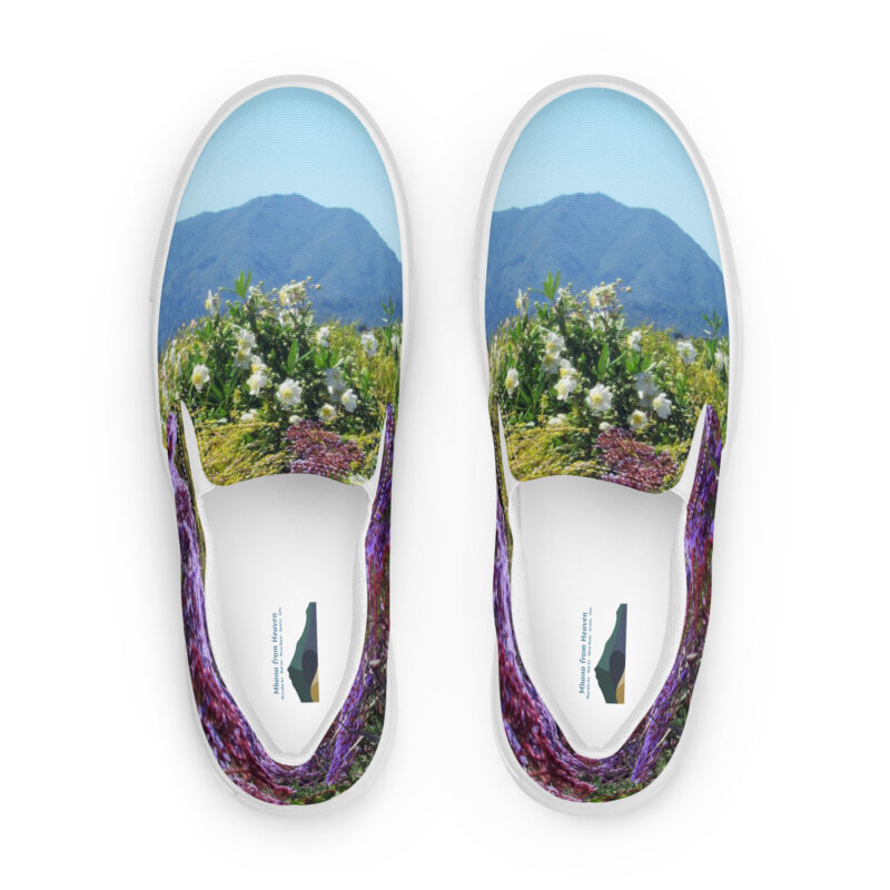 Women’s slip-on canvas shoes Mt Tamalpais Purple Flowers Design