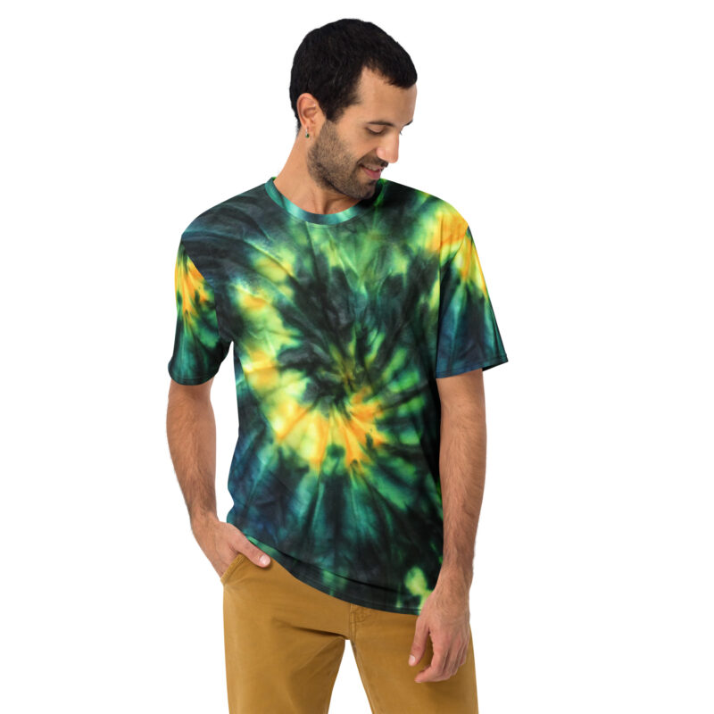 All-over print Men's t-shirt Tie-Dye Green Yellow Blue Design