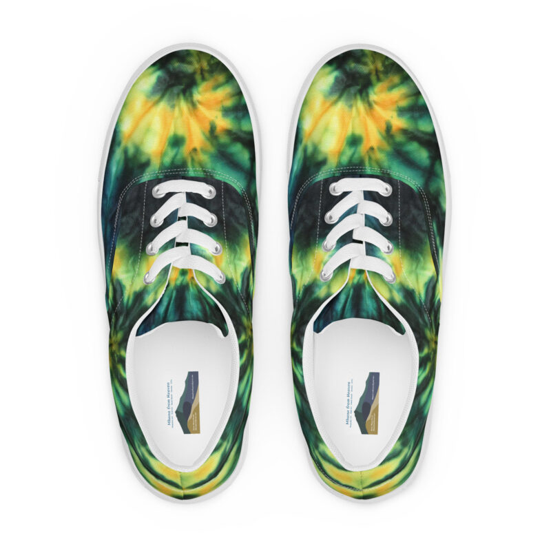 Men’s lace-up canvas shoes Tie Dye Green & Yellow Design