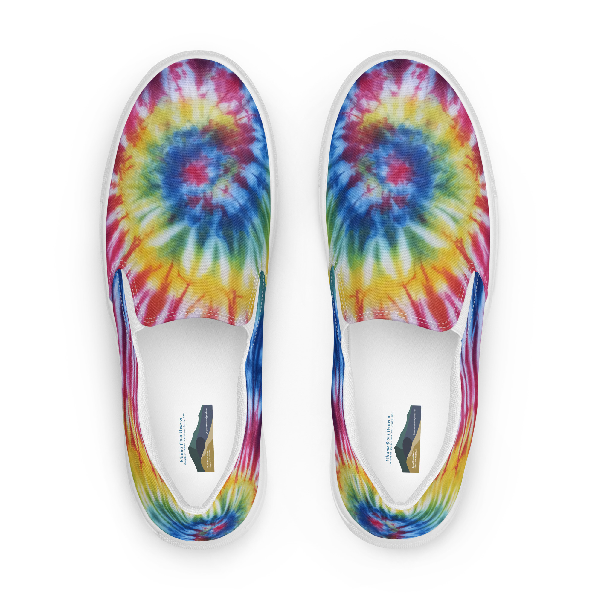 Men’s slip-on canvas shoes Tie Dye Rainbow - Image 2