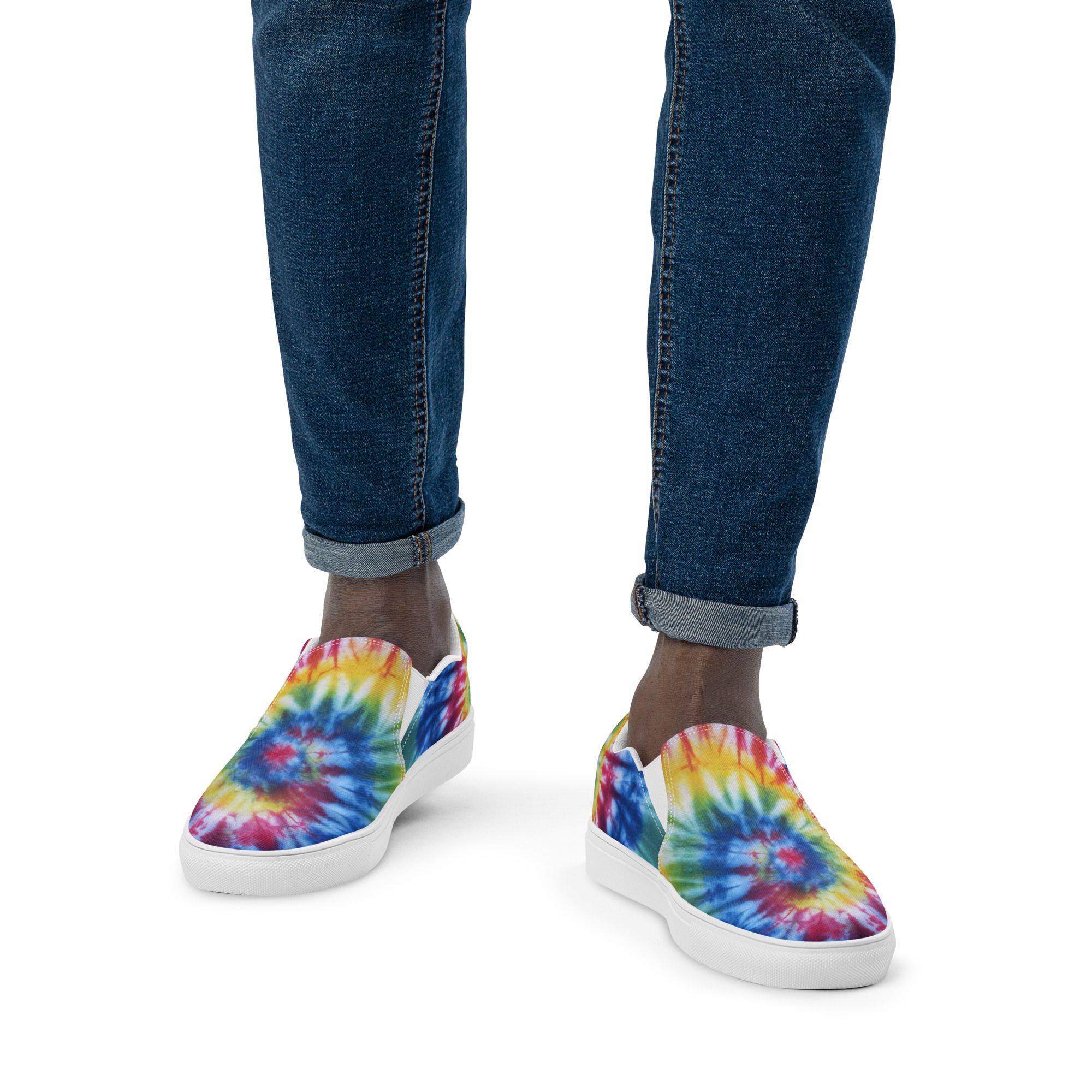 Men’s slip-on canvas shoes Tie Dye Rainbow - Image 9