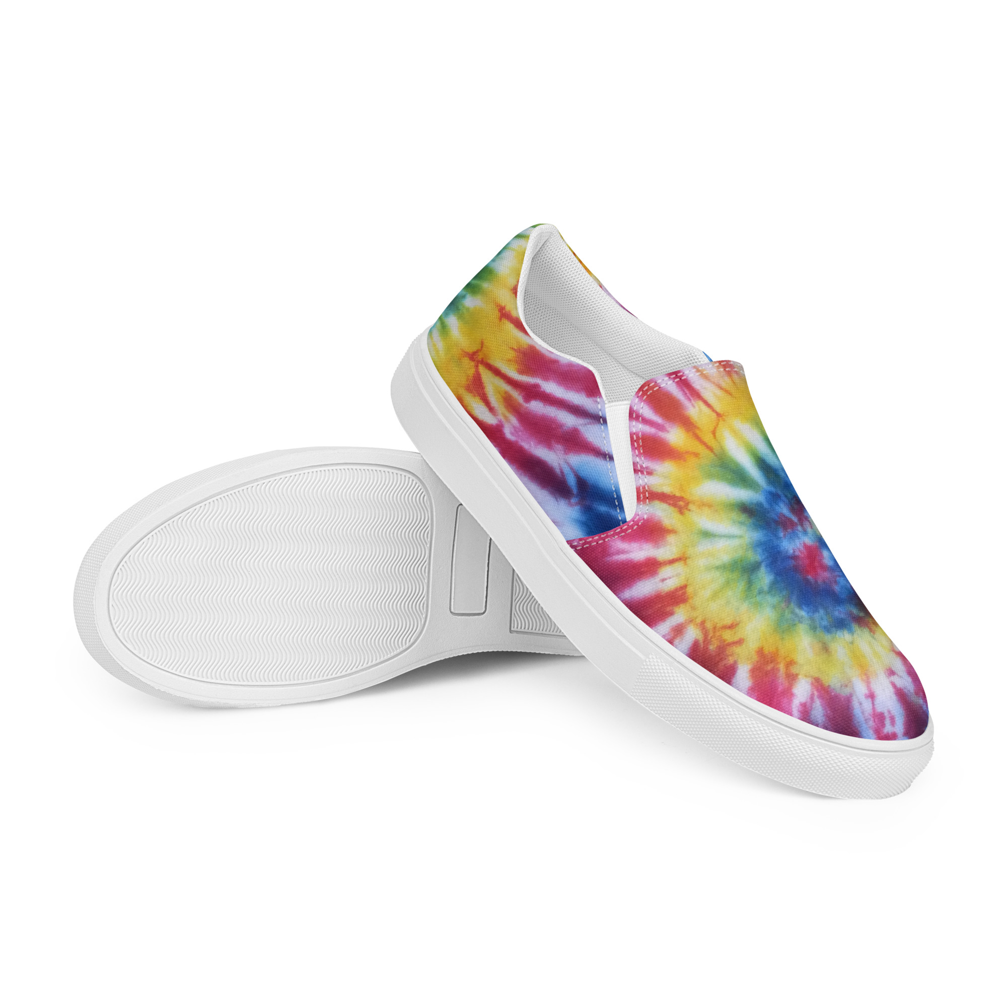 Men’s slip-on canvas shoes Tie Dye Rainbow - Image 4