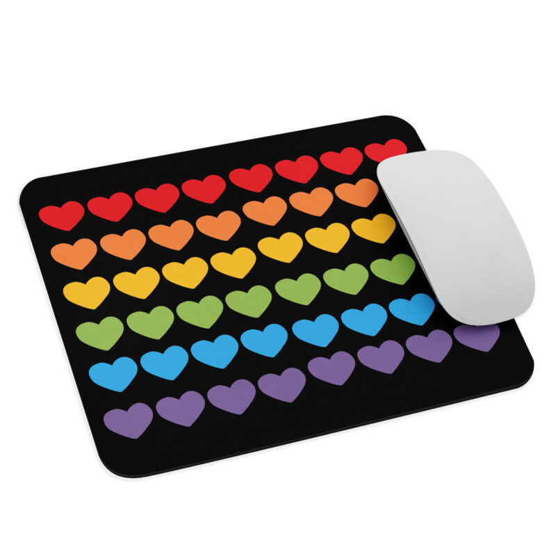 Mouse pad Rainbow Hearts Design