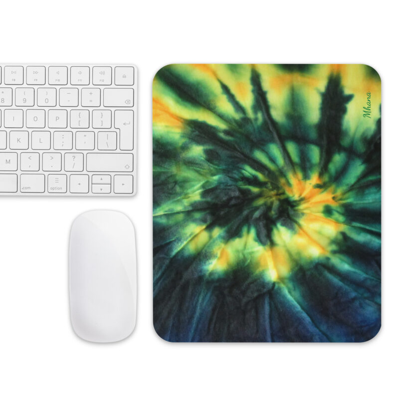 Mouse pad Green Blue Yellow Tie Dye Design