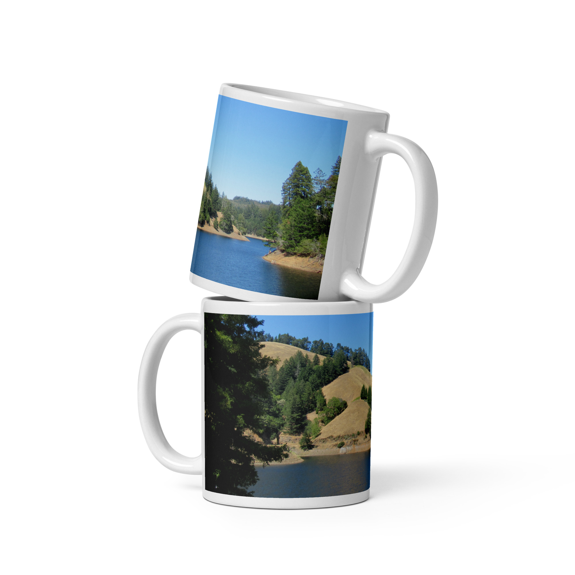 White glossy mug Alpine Lake Fairfax California - Image 2