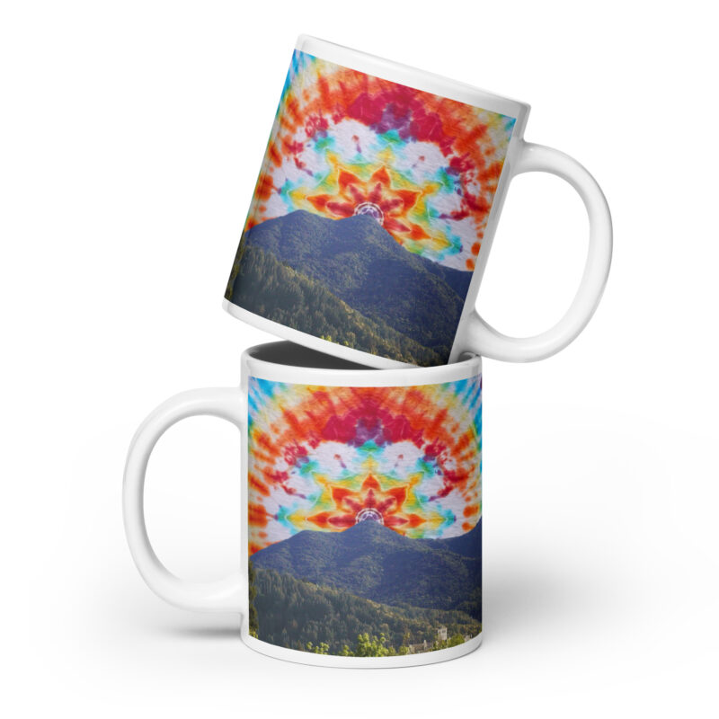White glossy mug Tie Dye Mt Tamalpais Sky Design