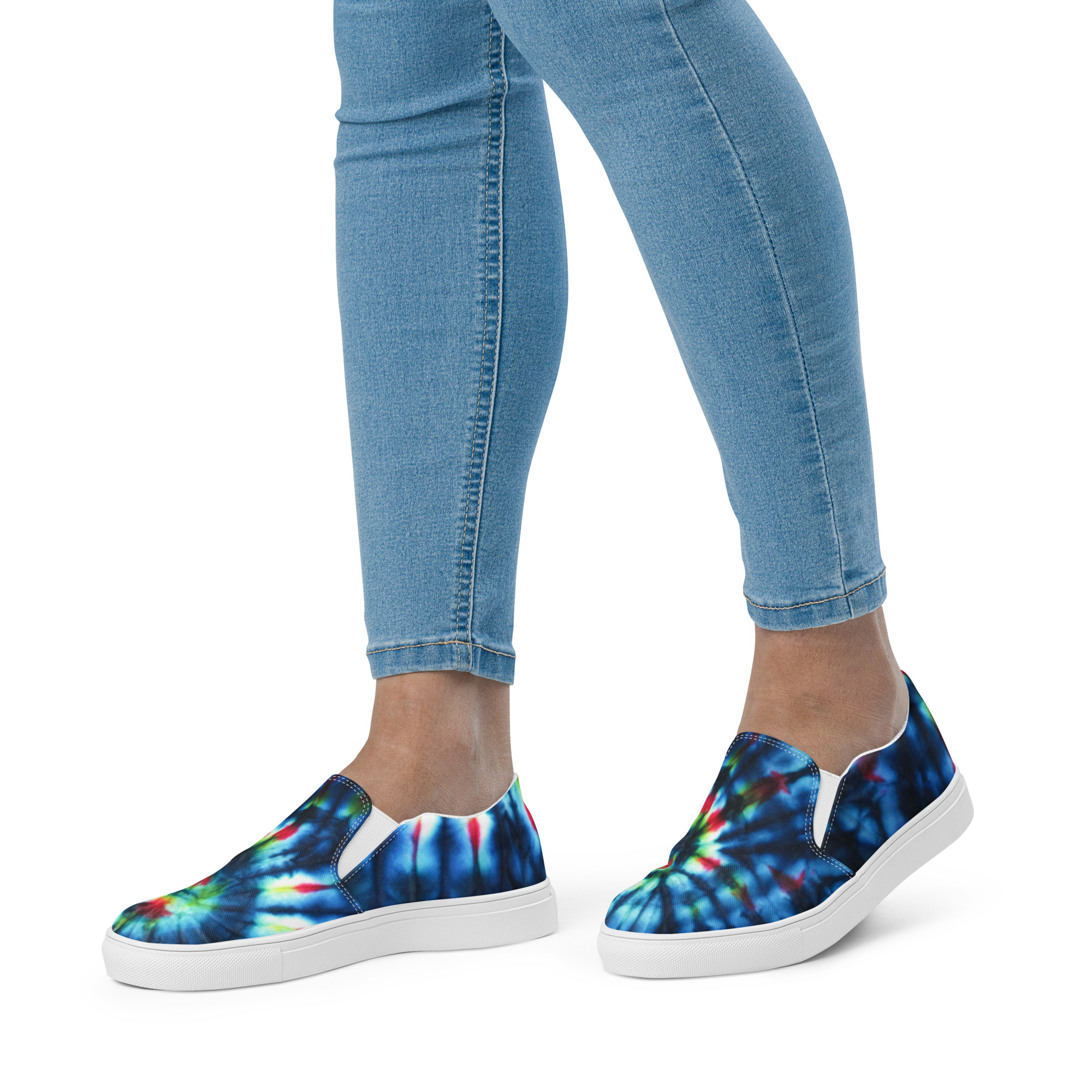 Women’s slip-on canvas shoes Tie Dye Primary Colors - Image 4