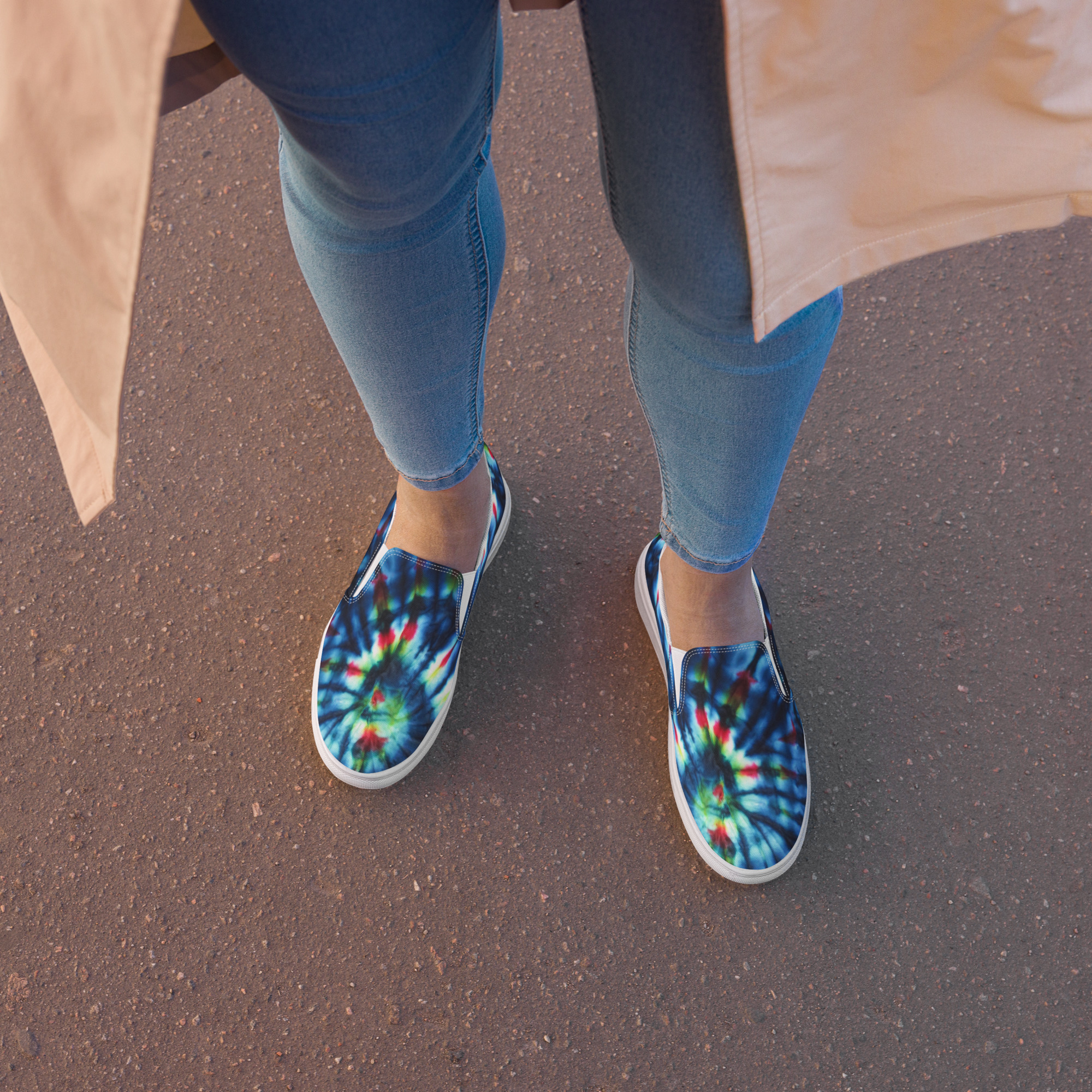 Women’s slip-on canvas shoes Tie Dye Primary Colors - Image 8