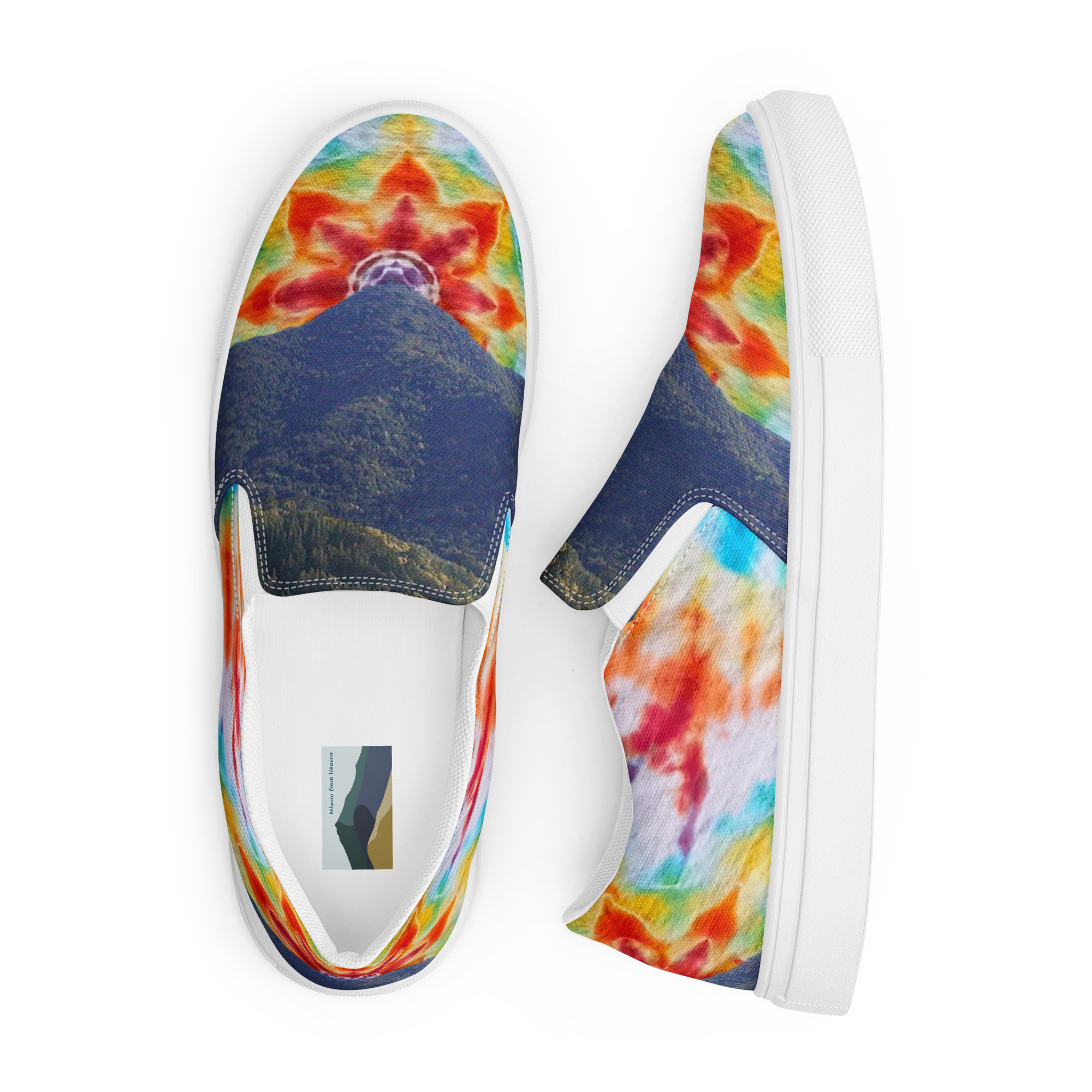 Women’s slip-on canvas shoes Tie Dye Mt Tamalpais Sky Design