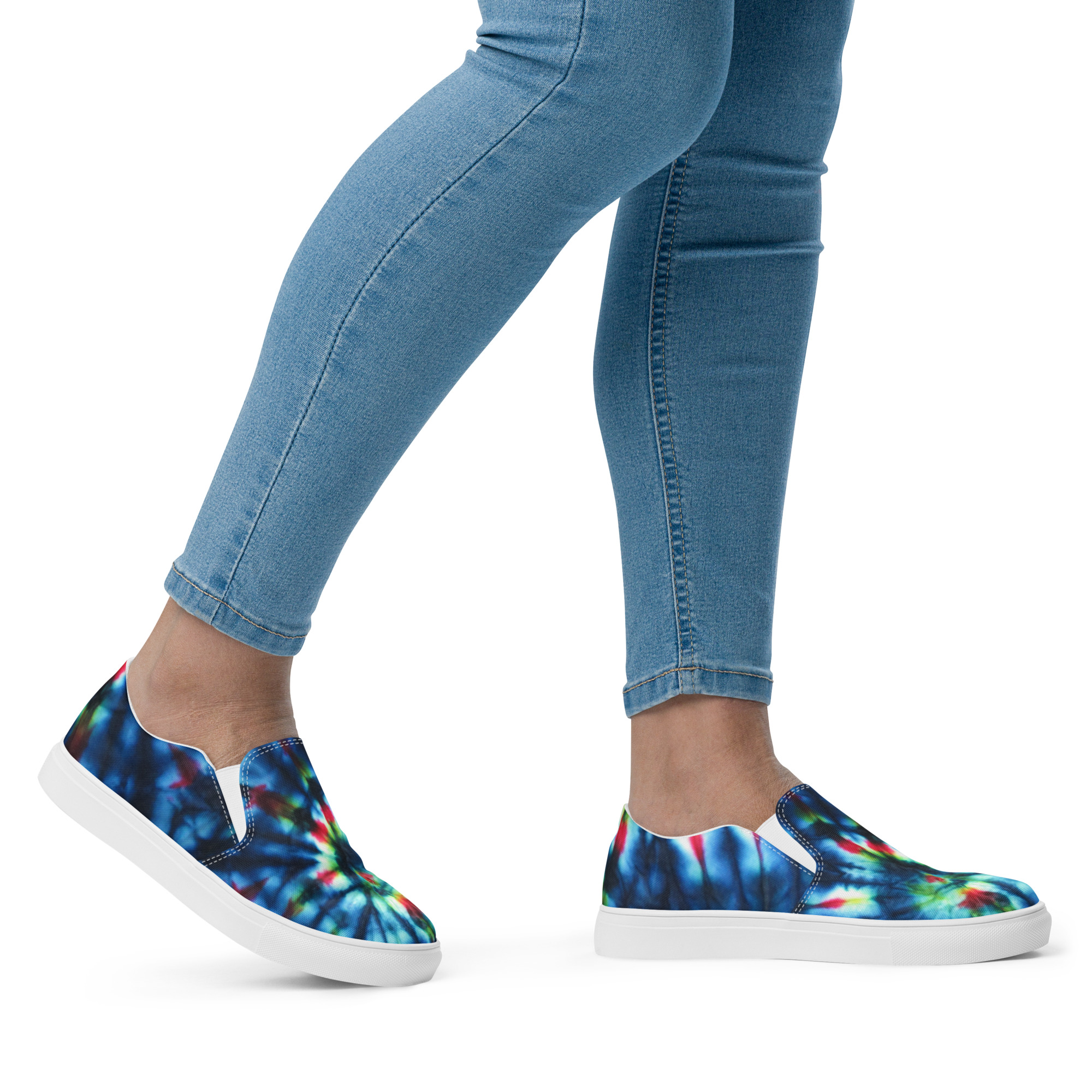 Women’s slip-on canvas shoes Tie Dye Primary Colors - Image 5